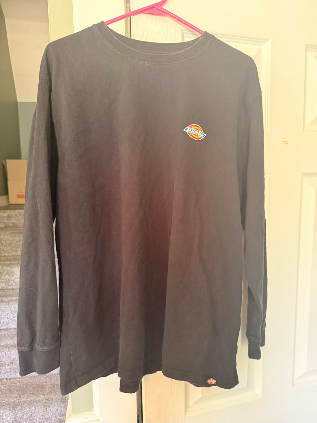 Dickies Black Crewneck Long Sleeve Shirt With Logo Print